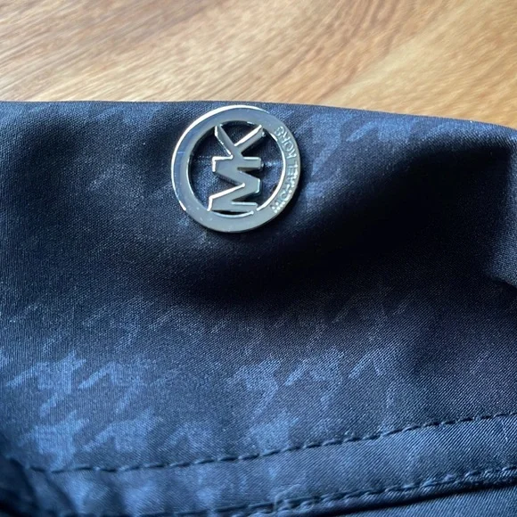 MICHAEL Kors Black Belted Soft Shell Houndstooth Zip Trench Jacket Coat - Picture 7 of 12